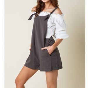 Cast Away Tied Overall Shorts